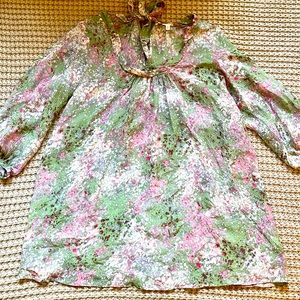 JCrew Silk Pastel/Floral Blouse.Size Small. Can Also Be A Beach/Pool Cover Up.